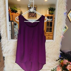 Pleione Sleeveless Blouse – Size M | Made in USA | Plum Purple High-Low Tank Top